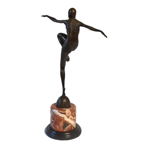 235 - AFTER J. PHILIPP, AN ART DECO STYLE BRONZE FIGURE
Dancing female in the manner of Josef Lorenzl, wit... 