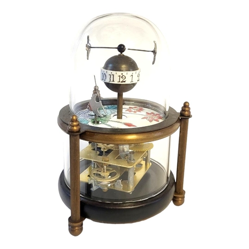 253 - AN AUTOMATON AQUARIUM CLOCK
With domed glass top covering stylised fish hands and enamel fauna decor... 