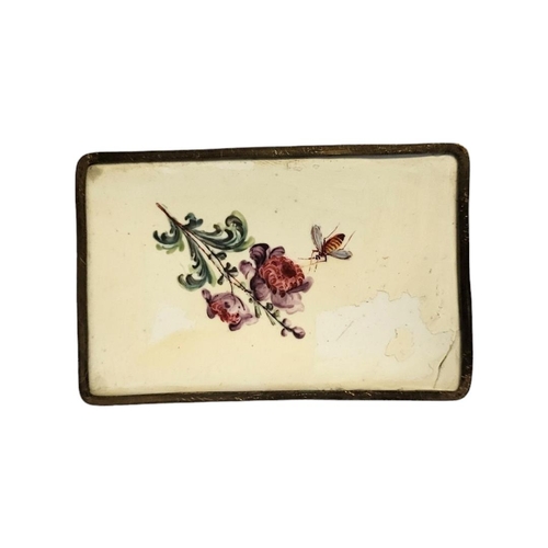 274 - A LATE 18TH/EARLY 19TH CENTURY STAFFORDSHIRE ENAMEL TEA CADDY
Rectangular form with hand painted flo... 