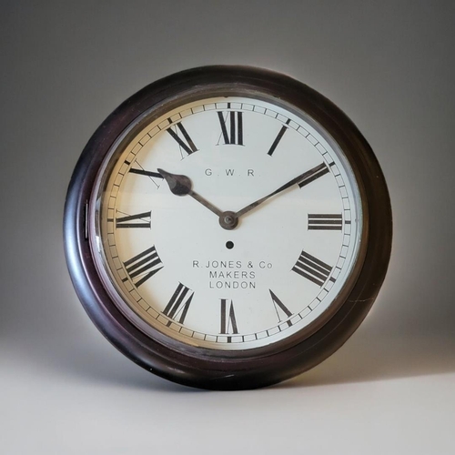 303 - AN EARLY 20TH CENTURY STYLE GREAT WESTERN RAILWAY FUSEE WALL CLOCK
Bearing ‘R. Jones & Co., London’ ... 