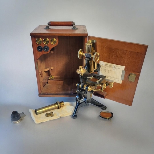 321 - A FINE W. WATSON & SONS LTD OF LONDON GILDED BRASS AND LACQUERED MONOCULAR COMPOUND MICROSCOPE
No: 1... 