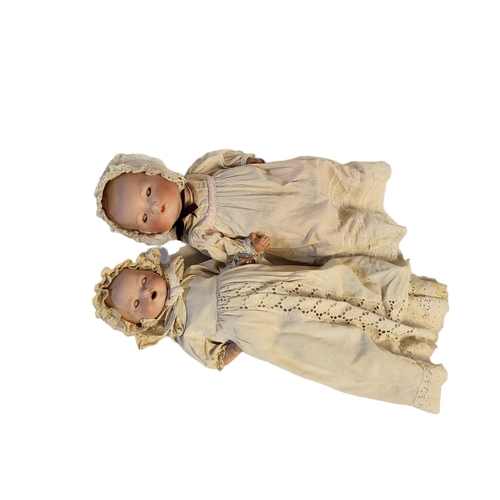 328 - HEUBACH BROTHERS, GEBRUDER HEUBACH, A BISQUE HEADED BEBE DOLL 
Five piece jointed composition body, ... 