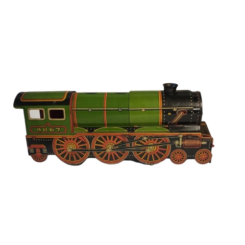 356 - A 1930’S BOXED PUFFING BILLY TINPLATE PAINTED CLOCKWORK MODEL OF LOCOMOTIVE BY WELLS OF LONDON
With ... 