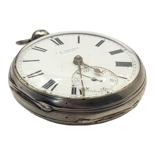 46 - J.W. BENSON, VICTORIAN SILVER GENT’S POCKET WATCH
Open face with mechanical key wound movement, hall... 