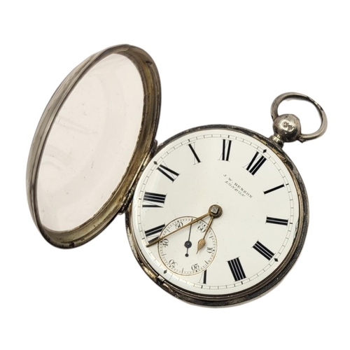 46 - J.W. BENSON, VICTORIAN SILVER GENT’S POCKET WATCH
Open face with mechanical key wound movement, hall... 