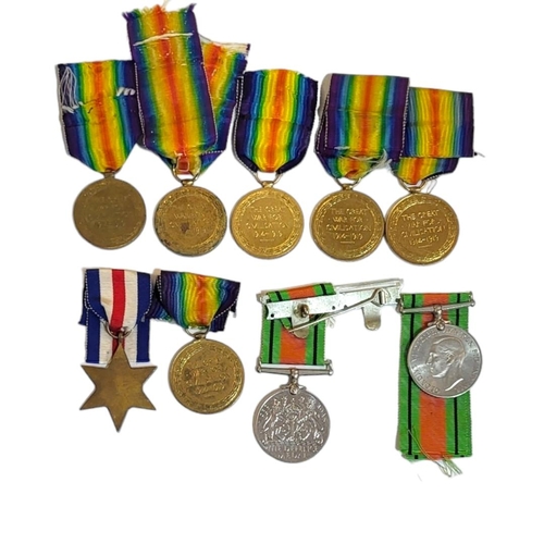 523 - A COLLECTION OF SIX WWI BRITISH BRONZE VICTORY MEDALS
To include A 406921 Pte A Green ASC and 31745 ... 