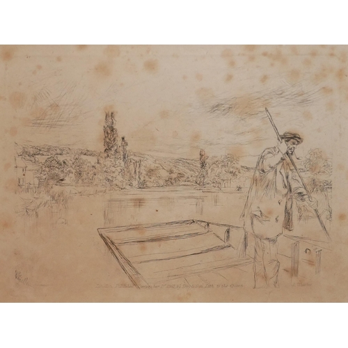 614A - JAMES MCNEILL WHISTLER, AMERICAN, 1834 - 1903, ETCHING AND DRYPOINT ON IVORY CHINE MOUNTED ON HEAVY ... 