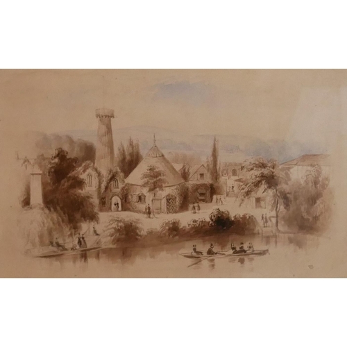 615 - JOHN ABSOLON, 1815 - 1895, WATERCOLOUR
Titled ‘Exhibition Site/ Shoreham, Sussex’, signed verso, fra... 