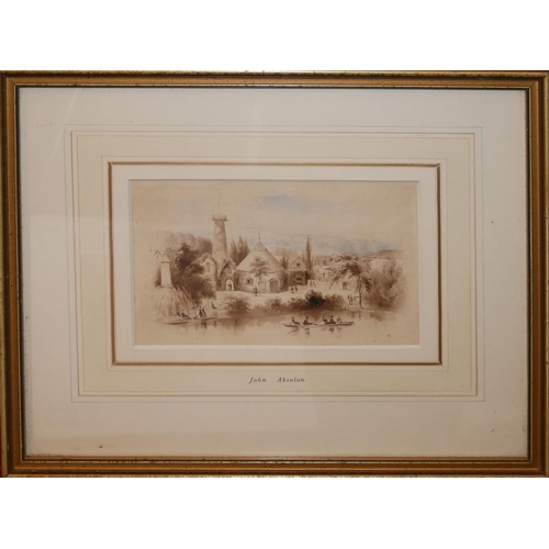 615 - JOHN ABSOLON, 1815 - 1895, WATERCOLOUR
Titled ‘Exhibition Site/ Shoreham, Sussex’, signed verso, fra... 