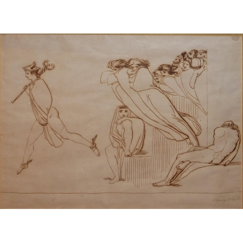 616 - ATT: JOHN FLAXMAN, BRITISH, 1755 - 1826, INK ON PAPER 
Six original drawings for the Iliad, some ann... 