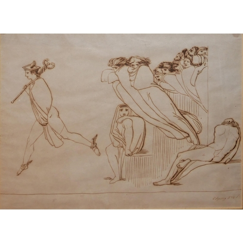 616 - ATT: JOHN FLAXMAN, BRITISH, 1755 - 1826, INK ON PAPER 
Six original drawings for the Iliad, some ann... 