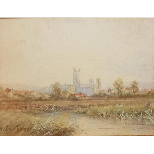 616A - HUGH VANE TURNER, BRITISH, 19TH CENTURY WATERCOLOUR 
Salisbury Cathedral, signed lower left ‘H Vane ... 