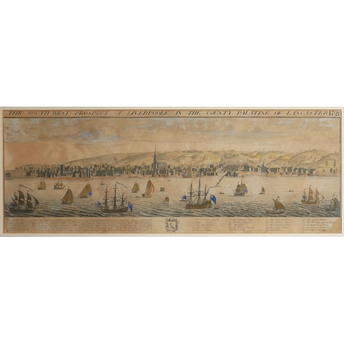 618 - AFTER SAMUEL AND NATHANIEL BUCK, AN 18TH CENTURY HAND COLOURED ENGRAVING
Titled 'The South West Pros... 