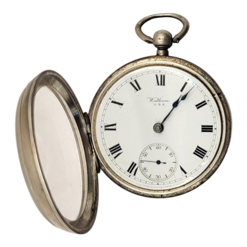 7 - WALTHAM, AN EARLY 20TH CENTURY SILVER POCKET WATCH
Subsidiary seconds dial and key wound mechanism, ... 