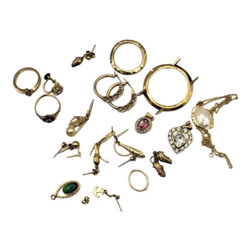 92 - A COLLECTION OF VINTAGE 9CT GOLD AND PASTE JEWELLERY
Heart form pendant and earrings and a mother of... 