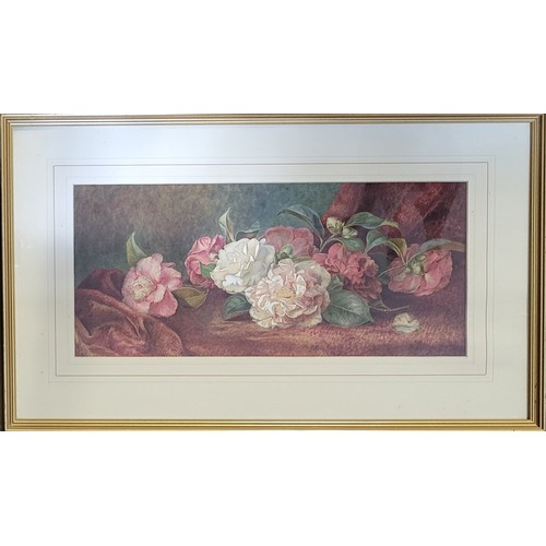 613A - A 19TH CENTURY WATERCOLOUR, STILL LIFE, ROSES
Indistinctly signed lower right ‘S. Moinly’?, framed a... 