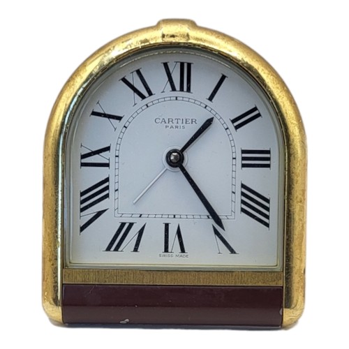 229 - A MINIATURE SÈVRES STYLE FRENCH PORCELAIN AND POLISHED BRASS CARRIAGE CLOCK
Having a glass top with ... 