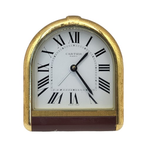 229 - A MINIATURE SÈVRES STYLE FRENCH PORCELAIN AND POLISHED BRASS CARRIAGE CLOCK
Having a glass top with ... 