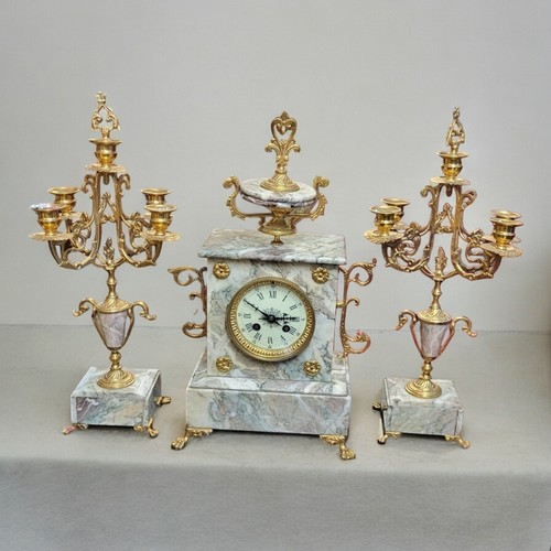 274A - A LARGE AESTHETIC INSPIRED BRONZE CASED MANTLE CLOCK
With urn and acorn finials above white enamelle... 