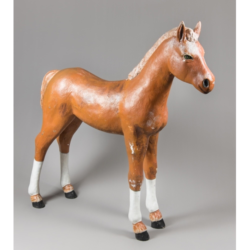 144 - A LARGE LATE 20TH CENTURY HORSE STATUE.
Composite. (h 145cm x w 143cm x d 32cm)