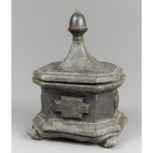 152 - AN 18TH CENTURY LEAD TOBACCO BOX.