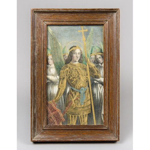 153 - A LATE 19TH/EARLY 20TH CENTURY HAND-COLOURED JOAN OF ARC ENGRAVING.
Framed and glazed.
(h 29.5cm x w... 