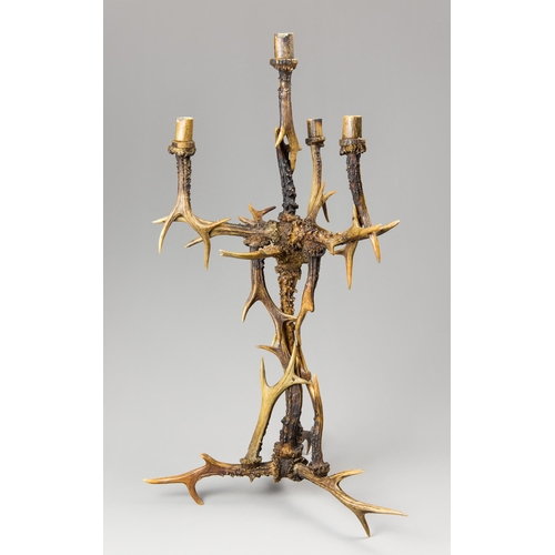 157 - A 20TH CENTURY ANTLER CANDLE STICK CANDELABRA.
(h 71cm x w 41cm x d 41cm)