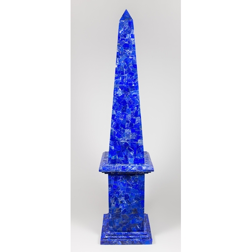 34 - A GIGANTIC LAPIS LAZULI VENEERED OBELISK
(h 196cm x w 44cm x d 44cm)