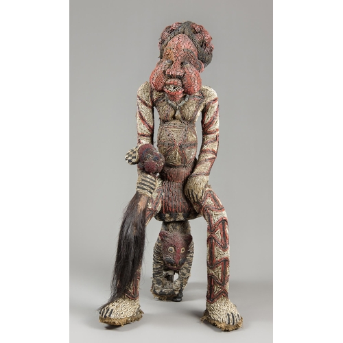 399 - A RARE BAMILEKE CHIEF ORNATE BEADED STATUE.
This wonderful statue is of a Chief with his crown sat u... 