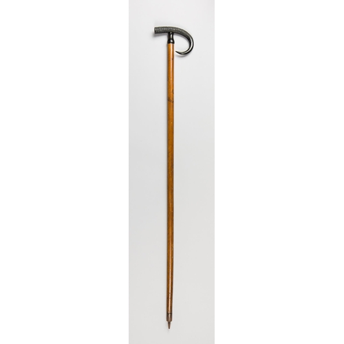 50 - A VICTORIAN SWISS ALPINE WALKING STICK WITH CHAMOIS HORN HANDLE.
(86cm).
Provenance: Private English... 