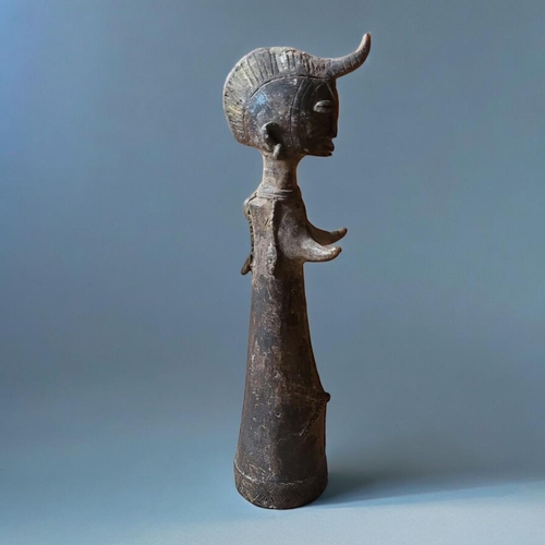 405 - AN AFRICAN TRIBAL COPPER DOGON FIGURE
Standing pose with protruding headdress and arms.
(approx 22cm... 