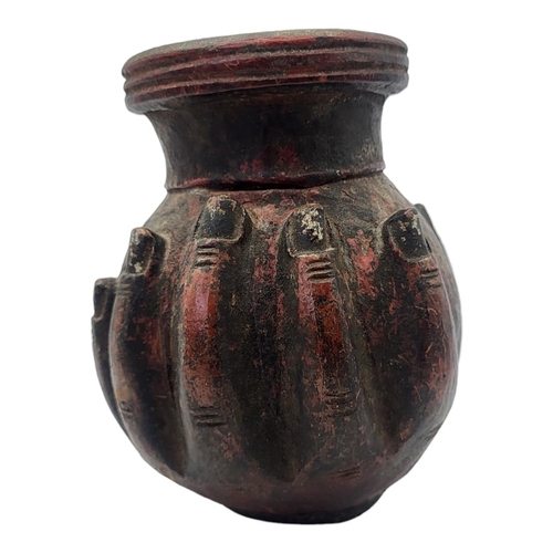 436 - AN INDIAN 'HAND OF BUDDHA' POTTERY VASE
Two handset base and with traces of painted decoration.
(app... 