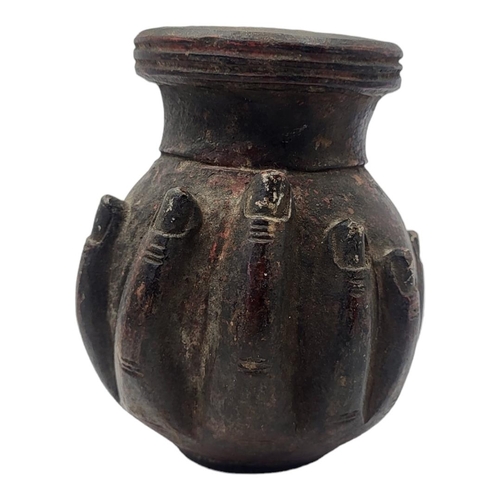 436 - AN INDIAN 'HAND OF BUDDHA' POTTERY VASE
Two handset base and with traces of painted decoration.
(app... 