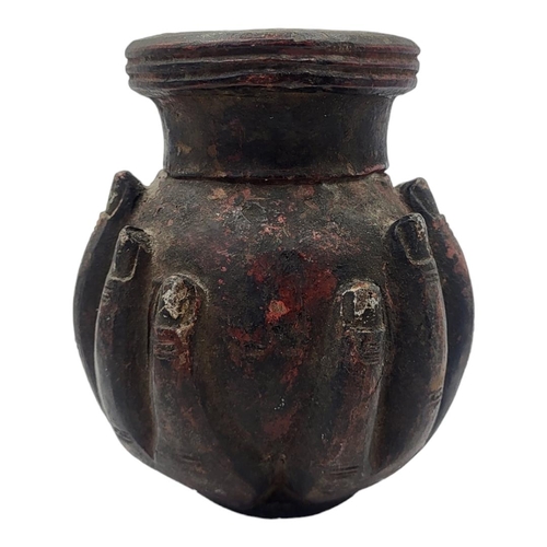 436 - AN INDIAN 'HAND OF BUDDHA' POTTERY VASE
Two handset base and with traces of painted decoration.
(app... 