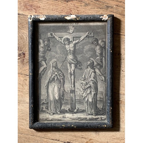 181 - A RARE 18TH/19TH CENTURY FRAMED SET OF ENGRAVINGS OF THE 14 STATIONS OF THE CROSS, DEPICTING THE CRU... 