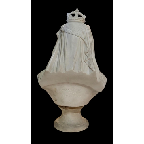 355 - TURNER & WOOD, STOKE-ON-TRENT, A 19TH CENTURY PARIAN BUST OF QUEEN VICTORIA, DIAMOND JUBILEE 1887
Af... 