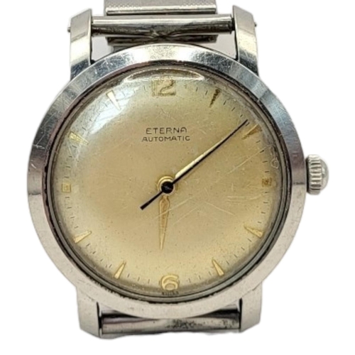 100A - ETERNA, A VINTAGE STAINLESS STEEL AUTOMATIC GENT’S WRISTWATCH
Gold tone dial with gilt number markin... 