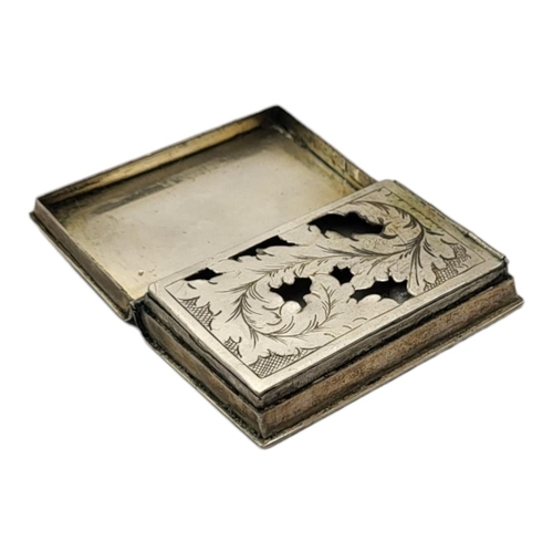 125 - AN EARLY 19TH CENTURY CONTINENTAL SILVER RECTANGULAR VINAIGRETTE
With engraved decoration, initialed... 