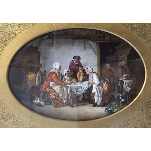 153 - A FINE 19TH CENTURY SEVRES AT VINCENNES STYLE HARD PASTE PORCELAIN OVAL PLAQUE, TITLED ‘LES AMANTS C... 