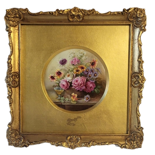 161 - PHILLIPS FOR ROYAL WORCESTER, A PORCELAIN CIRCULAR PLAQUE OF STILL LIFE, DATED 1918
Polychrome paint... 