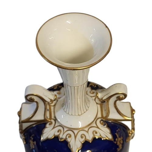 165 - HAWKINS FOR ROYAL WORCESTER, SLENDER OVOID TWIN HANDLED PORCELAIN VASE
Leadless glaze, dated 1901, a... 