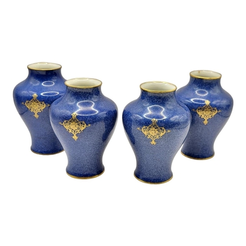 170 - ROYAL WORCESTER, A SET OF FOUR PORCELAIN BALUSTER SHAPED VASES, CIRCA 1930
Painted with fallen fruit... 