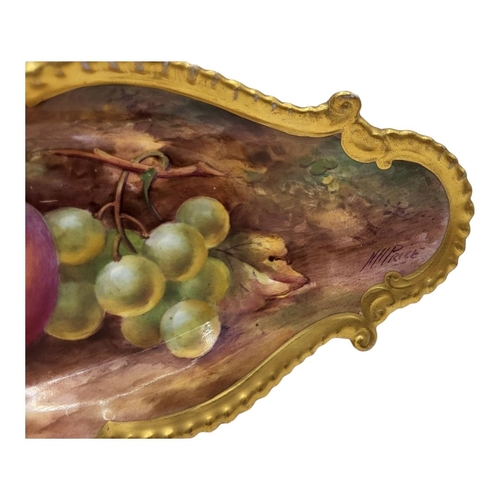 173 - ROYAL WORCESTER, A MID 20TH CENTURY LOBED OVAL CABINET DISH
By H.H. Price, painted in coloured ename... 