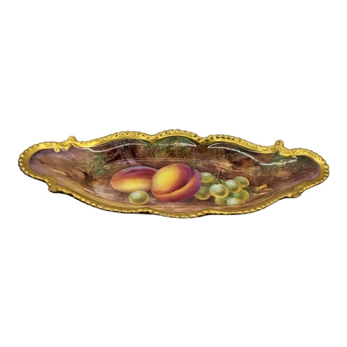 173 - ROYAL WORCESTER, A MID 20TH CENTURY LOBED OVAL CABINET DISH
By H.H. Price, painted in coloured ename... 