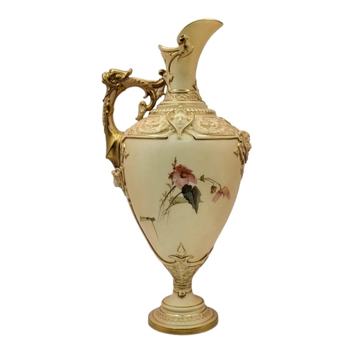 174 - ROYAL WORCESTER, AN ART NOUVEAU PERIOD BLUSH IVORY PORCELAIN EWER, CIRCA 1900
Neoclassical form, pol... 