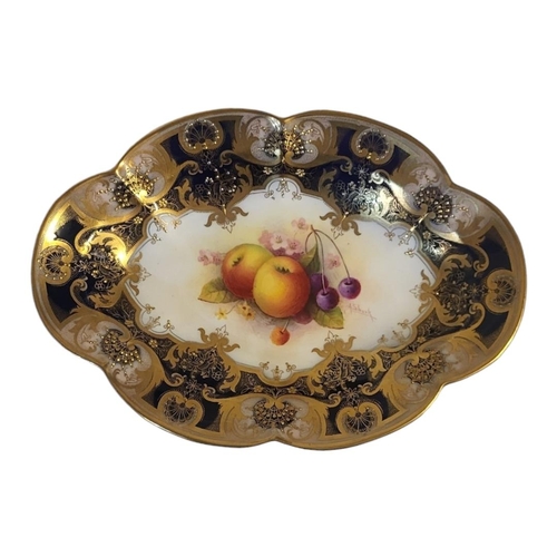 181 - A. SHUCK FOR ROYAL WORCESTER, SIX PIECE PART DESSERT SERVICE 
Painted with fallen fruit, comprising ... 