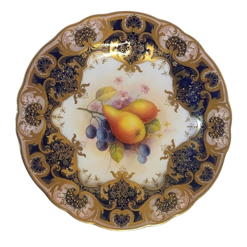 181 - A. SHUCK FOR ROYAL WORCESTER, SIX PIECE PART DESSERT SERVICE 
Painted with fallen fruit, comprising ... 