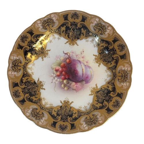 181 - A. SHUCK FOR ROYAL WORCESTER, SIX PIECE PART DESSERT SERVICE 
Painted with fallen fruit, comprising ... 