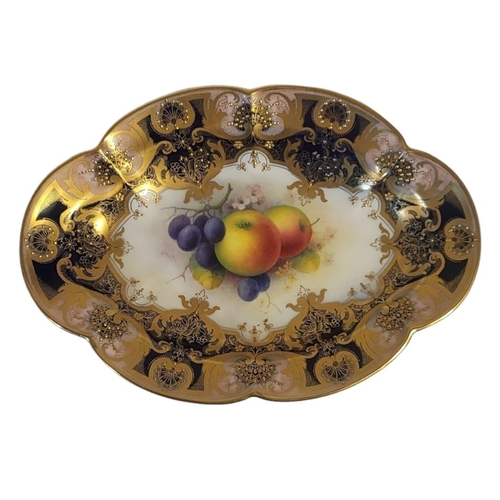 181 - A. SHUCK FOR ROYAL WORCESTER, SIX PIECE PART DESSERT SERVICE 
Painted with fallen fruit, comprising ... 