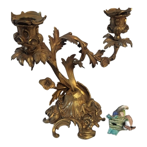 184 - A PAIR OF RARE 19TH CENTURY MINTON AND GILT BRONZE ORMOLU HIGHLY ORNAMENTAL TABLETOP TWIN BRANCH CAN... 